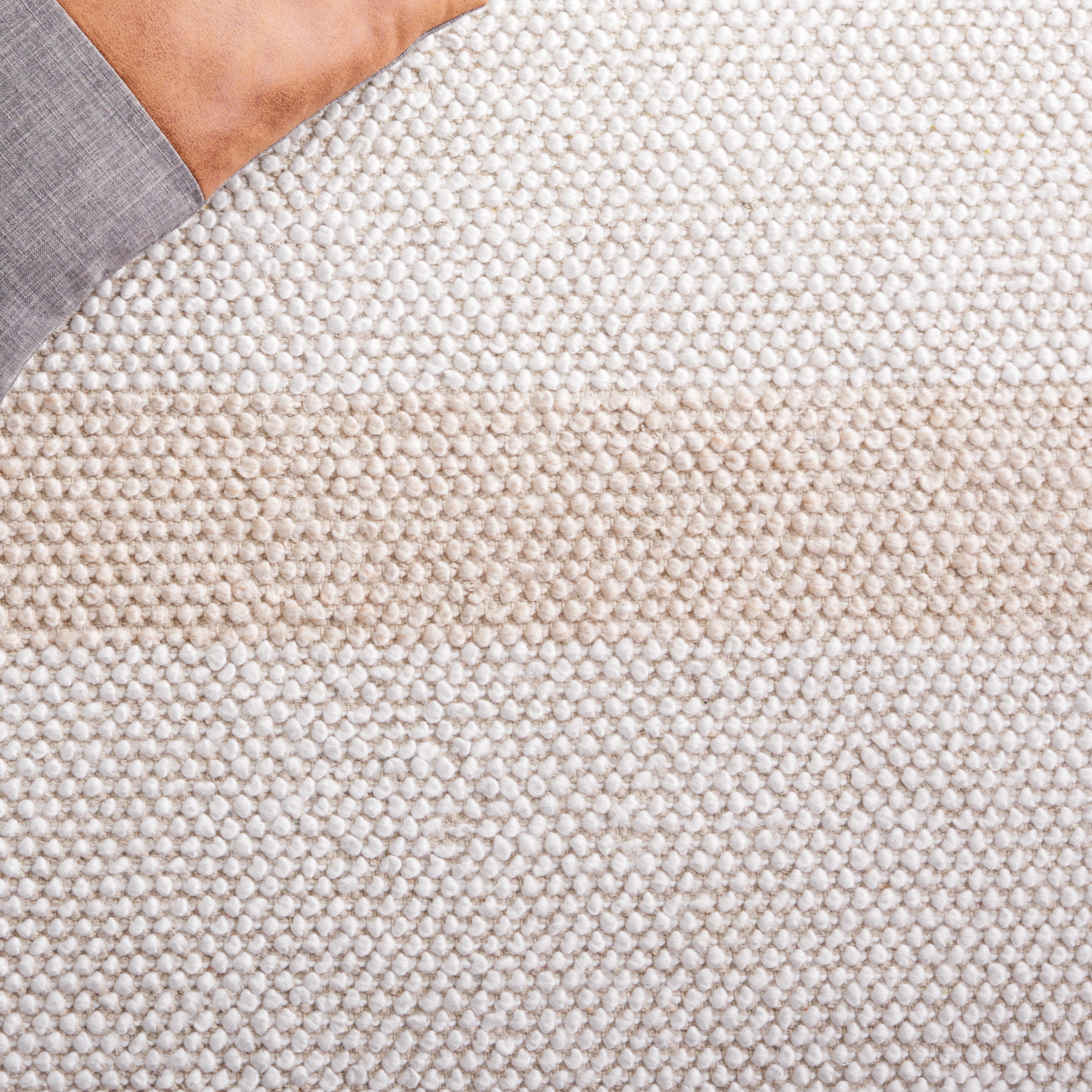 SAFAVIEH Natura Marina Striped Wool Area Rug, Ivory/Beige, 6' x 6' Square