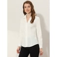thumbnail image 4 of Unique Bargains Chemisier à Manches Longues Col en V pour Femmes Bureau Blanc L, 4 of 4
