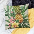 thumbnail image 2 of SHERONV   Pineapple Decorative Throw Pillow Cover Case,Tropical Palm Leaves and Flowers   Outdoor Pillow Cases Square Standard Cushion Covers for Sofa Couch Bed   Gold Green 12x12in, 2 of 5
