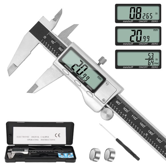 Pinza digital Jiavarry de acero inoxidable de 150 mm con pantalla LCD