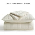 thumbnail image 5 of EVERGRACE Pearl Velvet Quilt Set King Size, Luxurious Soft Velvet Comforter Set, Lightweight Oversized Bedspread Coverlet, Box Stitch Quilted Bedding Sets for All Season, with 2 Shams, Ivory White, 5 of 8