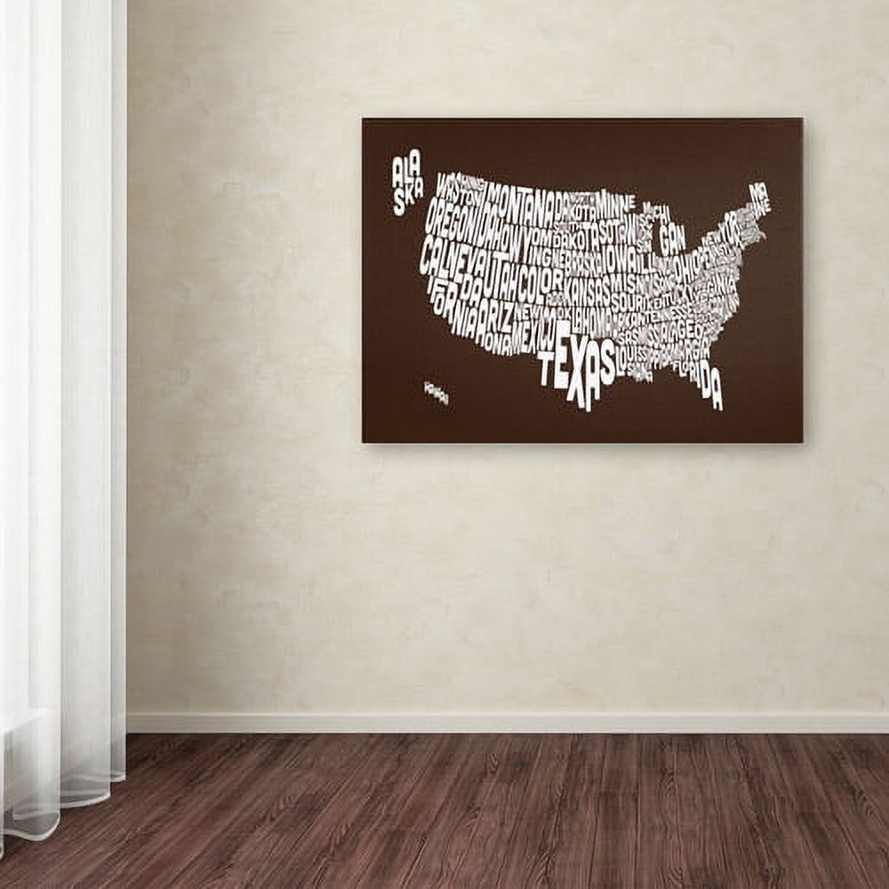Trademark Art 'CHOCOLATE-USA States Text Map' Canvas Art by Michael Tompsett - image 3 of 3