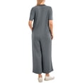thumbnail image 4 of Summer Women Short Sleeve Button Down Casual Loose Wide Leg One Piece Jumpsuit, 4 of 6