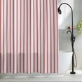 thumbnail image 2 of Red Stripes Fabric Shower Curtain Red Beige Vertical Striped Washable Shower Curtains for Bathroom, Waterproof Bath Curtain with Hooks Home Decor 72x72in, 2 of 8
