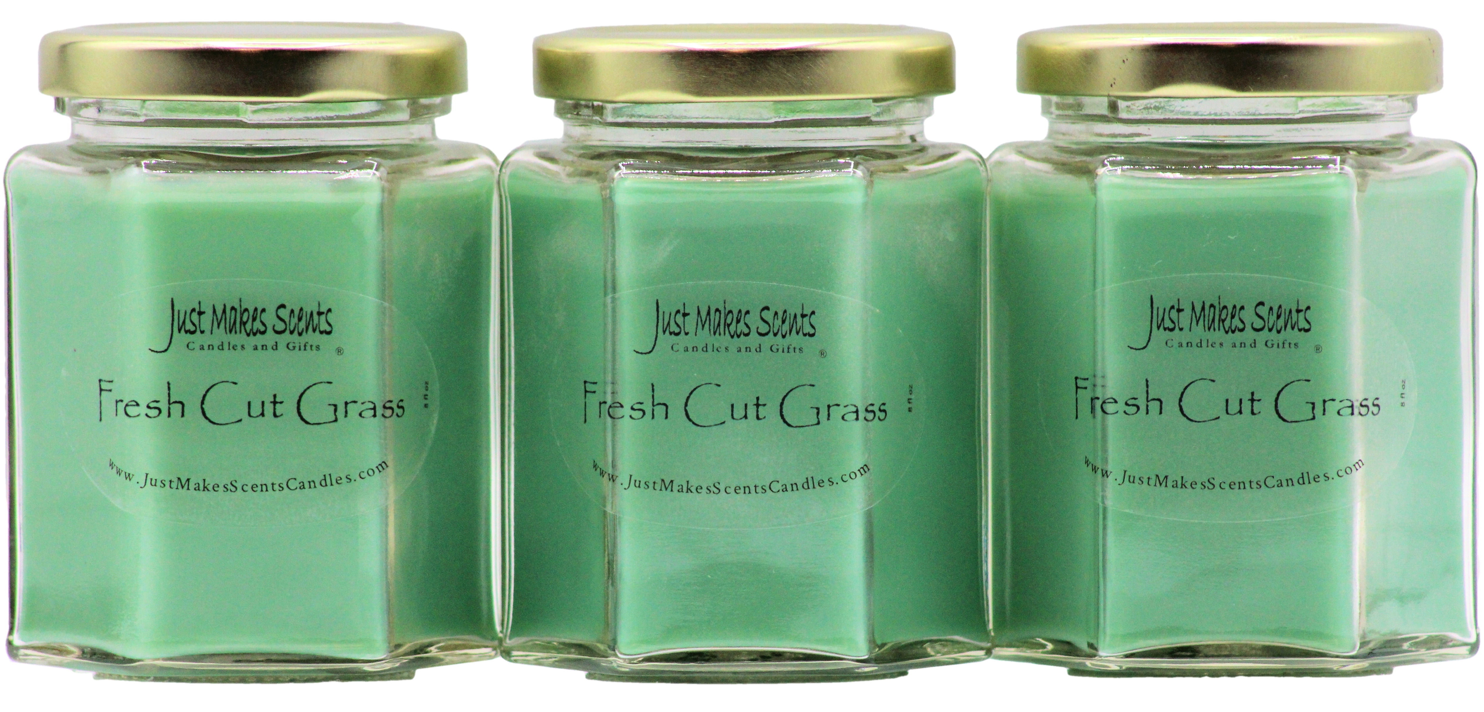 3pack Fresh Cut Grass Candle, 8 oz Hexagon jar