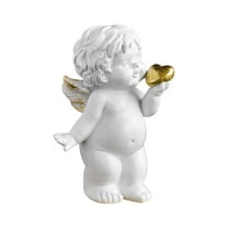 Decorative Angel Figurine with Golden Heart, Handcrafted Resin Cherub Statue for Home, Office, Shelf, and Gift Décor