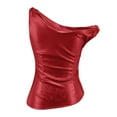 thumbnail image 4 of Women's Off Shoulder Faux Leather Tank Top - Sleeveless, Asymmetrical, Side Ruched, Slim Fit, Perfect for Night Out, 4 of 4
