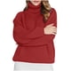 thumbnail image 2 of Suéter de cuello alto de moda para mujer, color sólido, cuello alto, manga larga, suéter casual de otoño, blusa de poliéster para mujer, 2 of 6