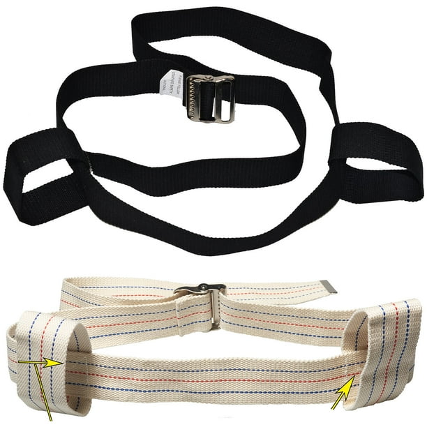 Mabua Black 72 inches Physical Therapy Gait Belt with 2 Looped Handles and Metal Buckle