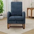 thumbnail image 2 of Rocking Chair Nursery, 25.4"W Upholstered High Back Accent Lounge Armchair with Retractable Footrest and Side Pocket, Comfy Rocker Glider Chair with Rubber Wood Legs for Living Room, Navy, 2 of 7