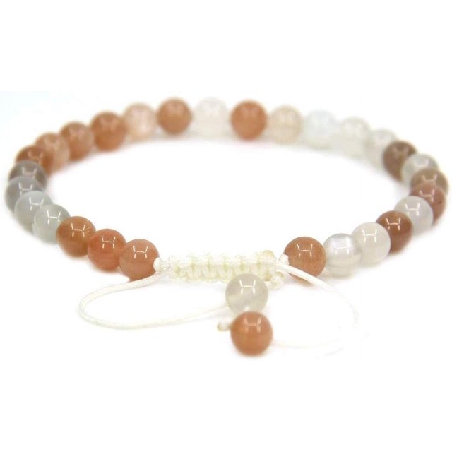 Bracelet Ajustable Unisexe en Perles Rondes de 6 mm en Pierre de Soleil Multicolore AA Naturelle