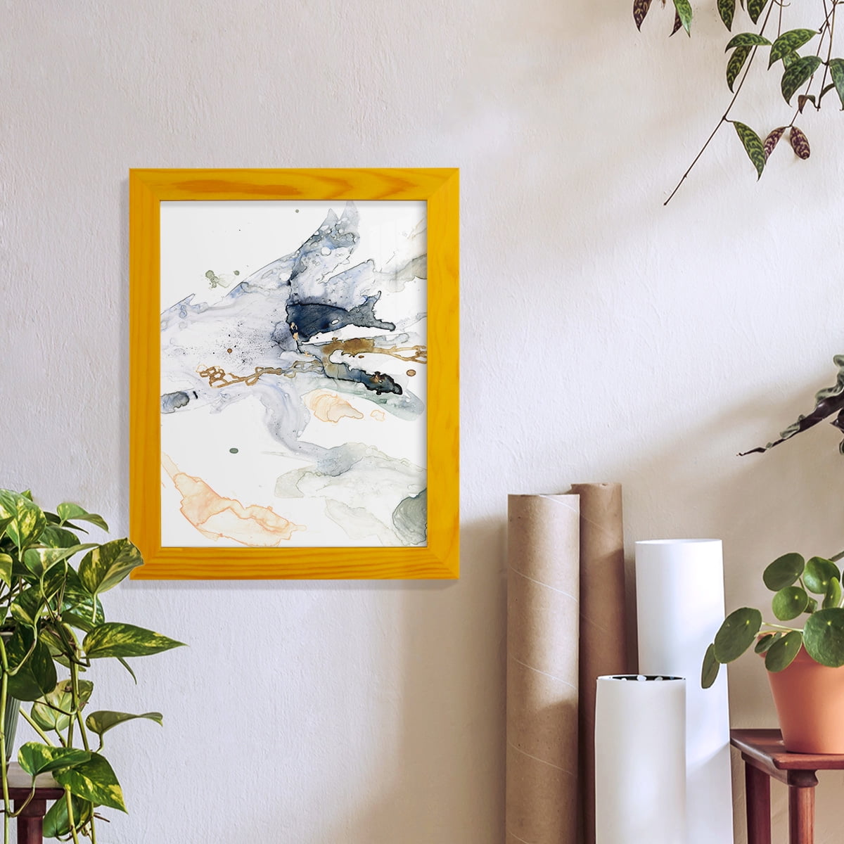 Organic Interlace II -Framed Print w/glass-Sunflower Yellow