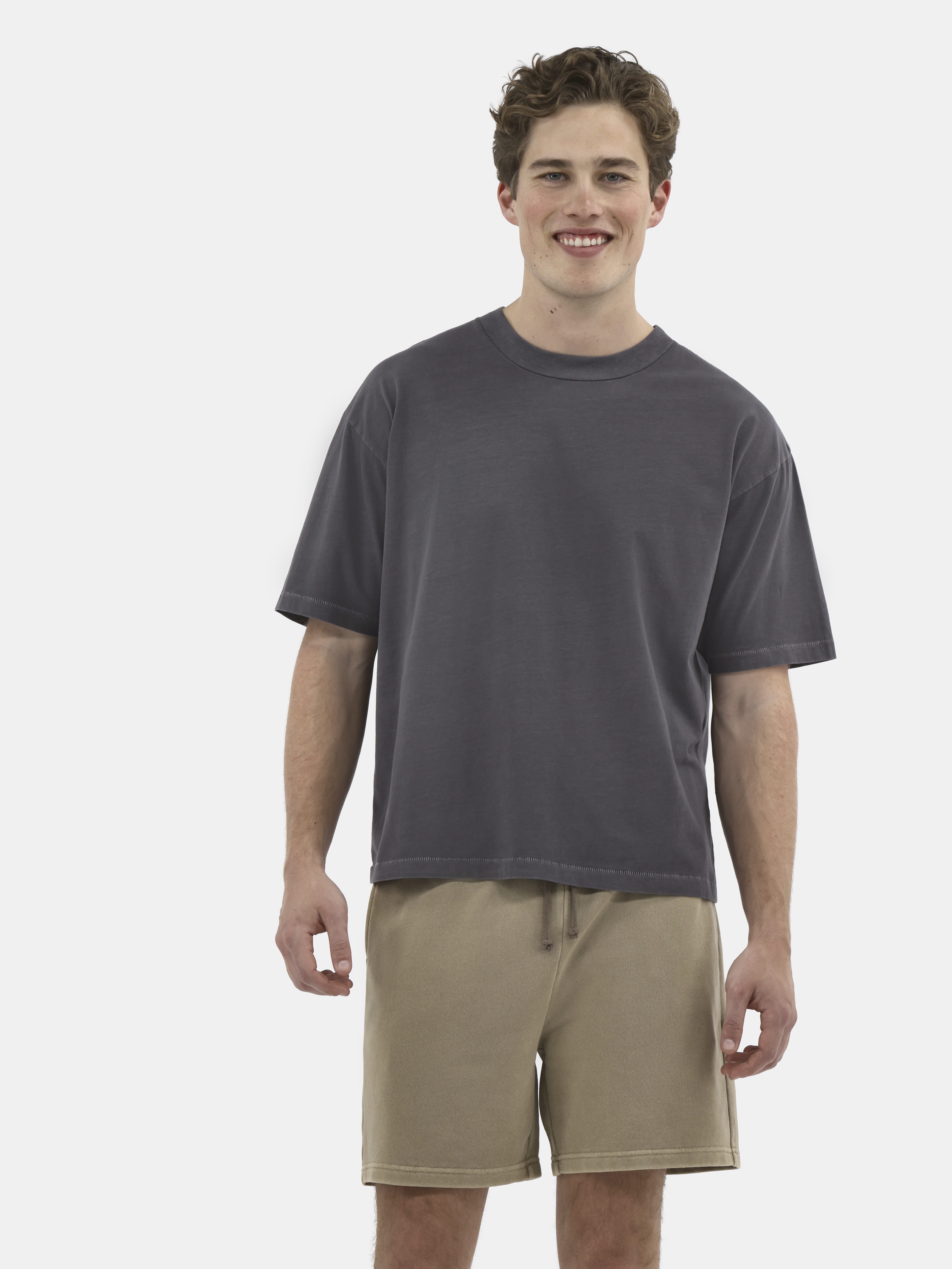 No Boundaries Cotton Oversized Cropped Tee with Short Sleeves, 2-Pack, Men's and Big Men's XS-5XL