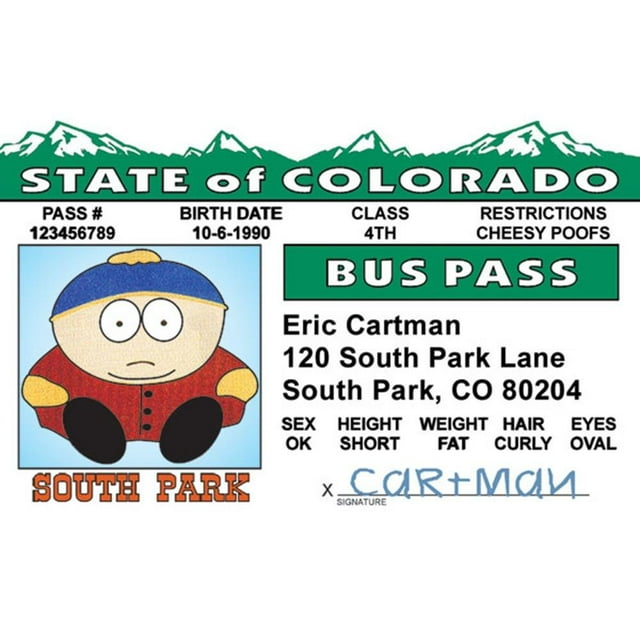 Signs 4 Fun Parody Driver’s License | Cartman Pass ID | Fake ID Novelty Card | Collectible Trading Card Driver’s License | Novelty Gift for Holidays | Made in The USA