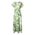 thumbnail image 6 of GEWSEY Boho Dresses for Women 2025 Flowy V Neck Short Sleeve Casual Summer Dress Empire Waist A Line Flowy Maxi Wedding Guest Dress (Green, L), 6 of 8