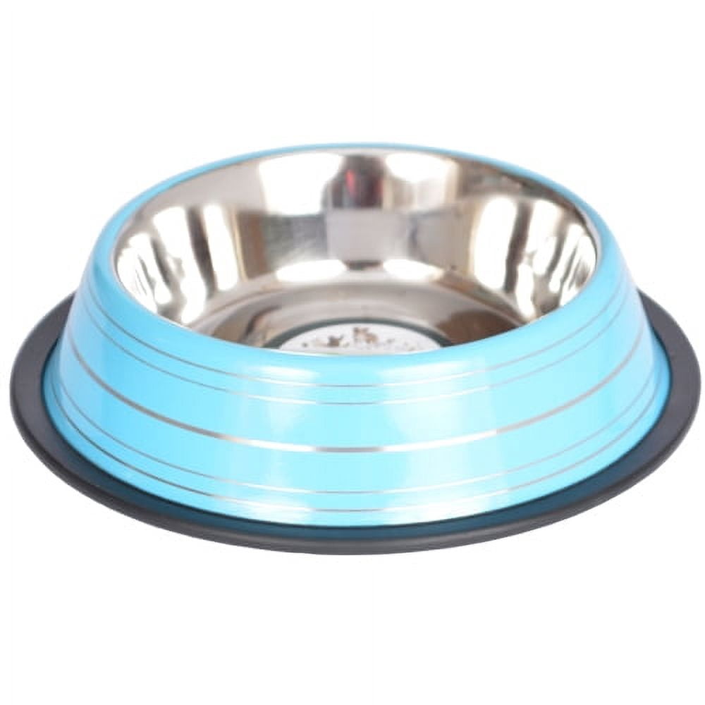 Iconic Pet 2-Pack Color Splash Stripe Non-Skid Pet Bowl, For Dog or Cat, Blue, 32 Oz, 4 Cup