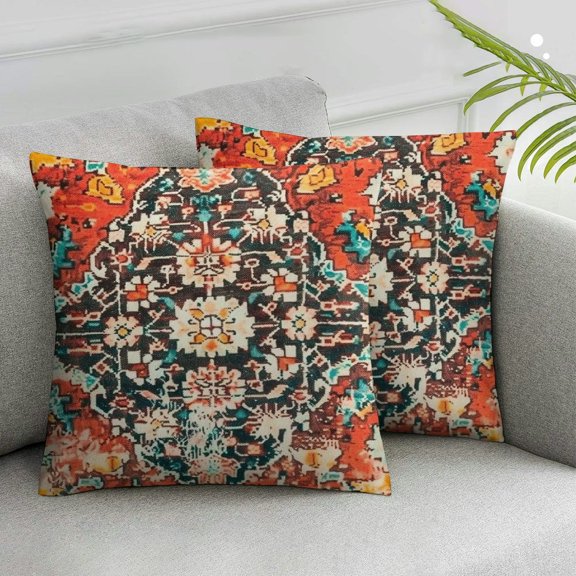 Acheng  Moroccan  - Unstuffed 2pcs Orange Pouf Ottoman Case Boho Decor Accent Furniture White