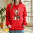 thumbnail image 2 of Feancey Merry Christmas Cute Hoodies for Women Funny Reindeer Print Pullover Tops Drawstring Long Sleeve Fleece Hooded Sweatshirts with Pocket Red XXL, 2 of 7