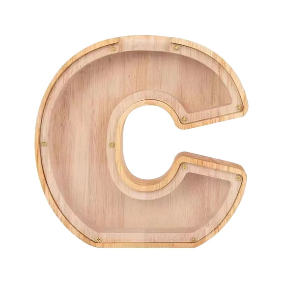 Tunhigl 26 Letters Wooden Glass Piggy Bank with Alphabet Design Personalized Money Bank Gift for Birthday Christmas Holiday Gift