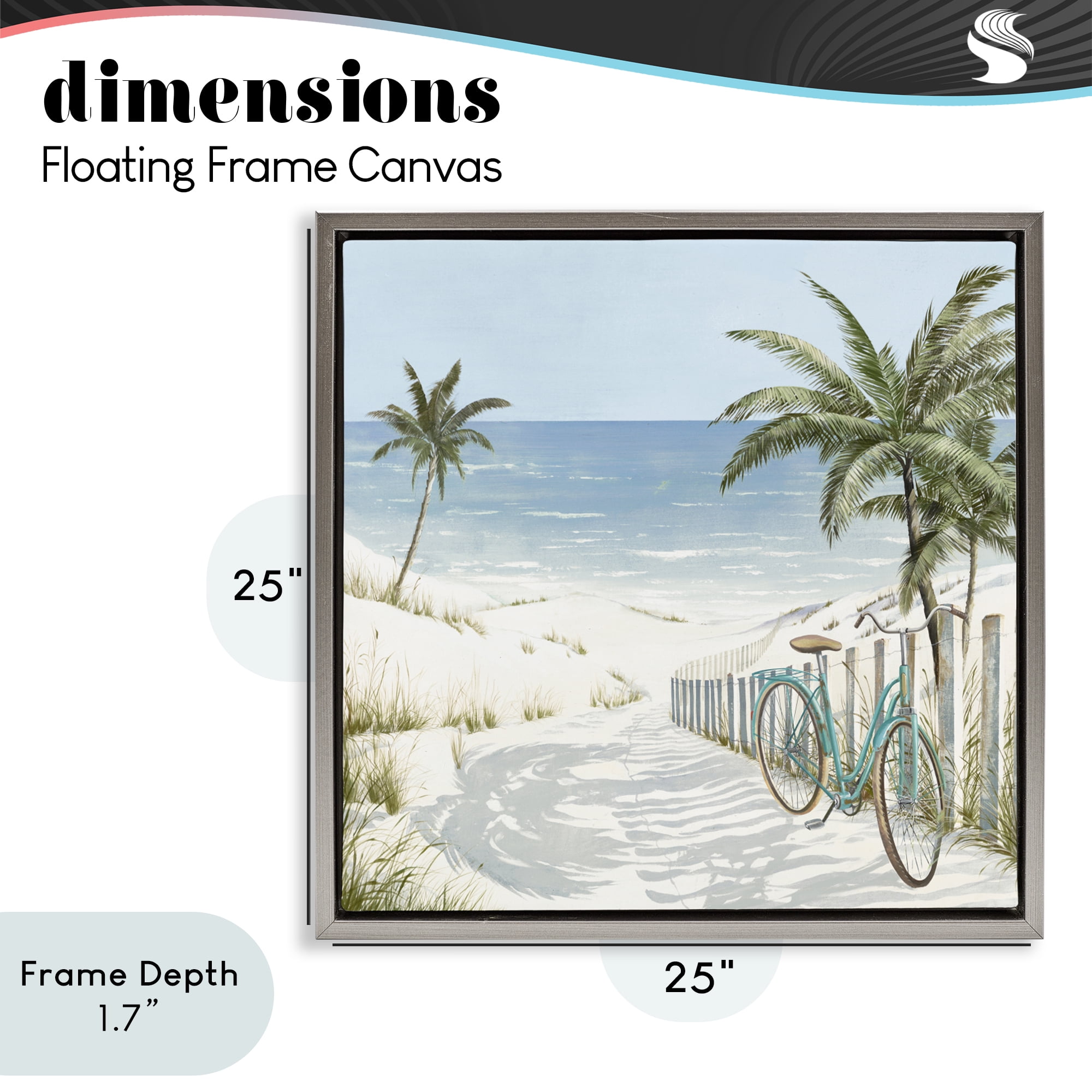 Stupell Industries Beach Bike Coastal Scene Gray Framed Floater Canvas Wall Art, design by Lorenzo Collective