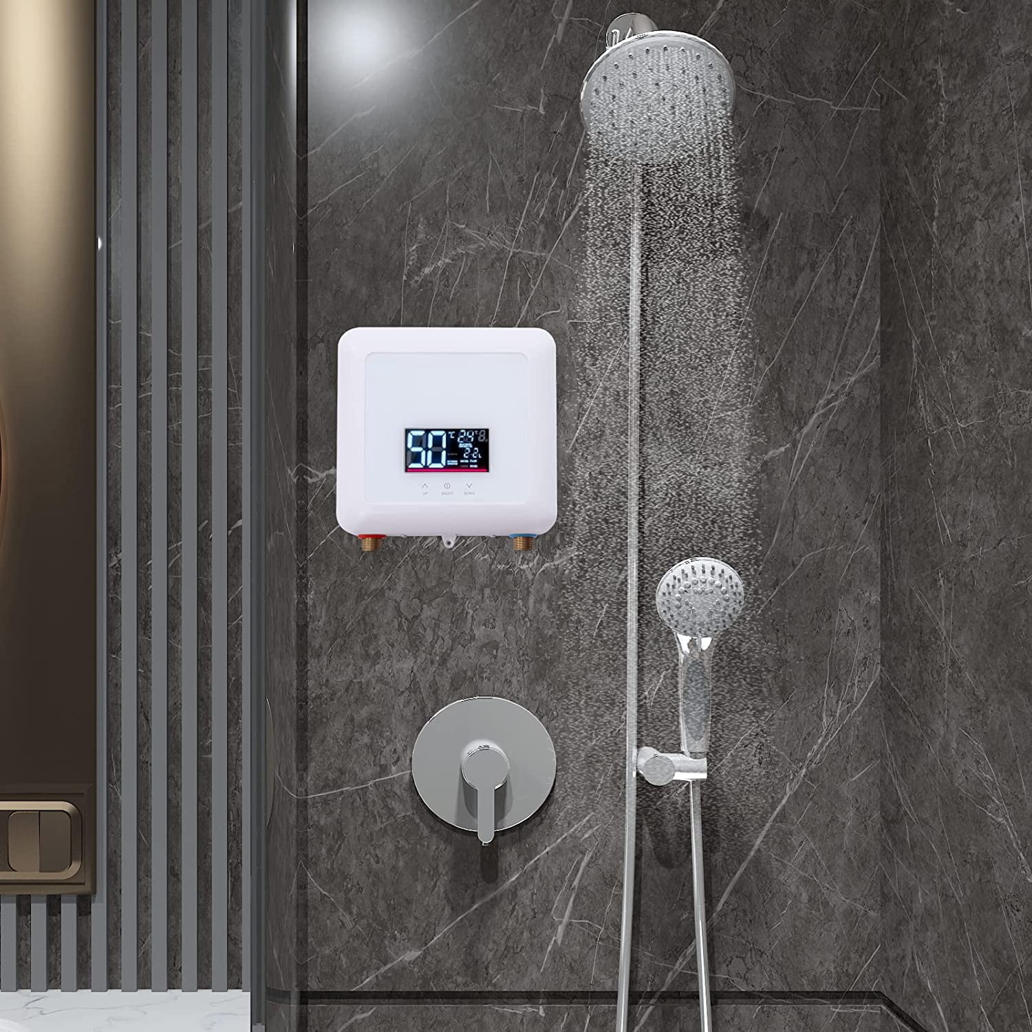 Miumaeov 5500W Tankless Water Heaters Shower Kitchen Electric Instant Hot Water Heater