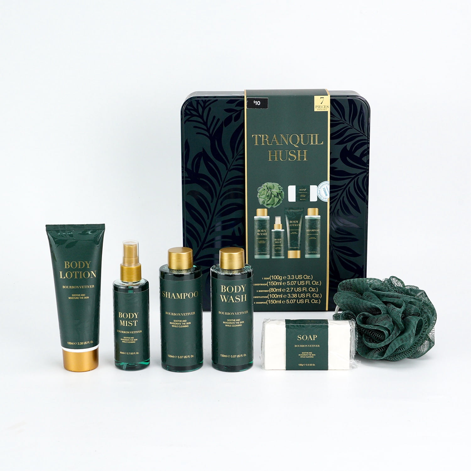 Men's Bath Gift Set, Amber Saffron Scent, 7 Pieces