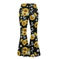 thumbnail image 4 of FKELYI Sunflower Daisy Hummingbird Print Yoga Pants Tummy Control Wide Leg Pants for Women Girls High Waisted Bootcut Pants Casual Bell Bottom Pants Sweatpants Activewear, 2XL, 4 of 7