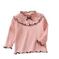 thumbnail image 5 of Mnyotv Cute Bow Ruffle Tops for Girls Fall Clothes Long Sleeve Thermal Undershirts Top Size 3-4Y, 5 of 7