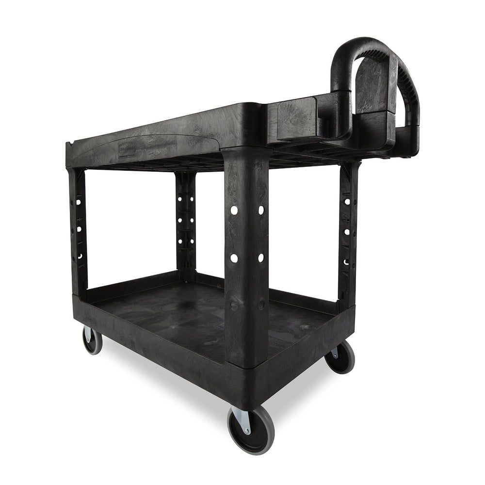Rubbermaid 750 lb. Capacity Heavy-Duty 2-Shelf Utility Cart, TPR Casters,  26 in. x 55 in. x 33.25 in., Black at Tractor Supply Co.