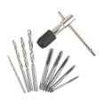 Vsenkes 5xHand Tap Set Screw Thread Taps T-Wrench Reamer Twist Drill ...