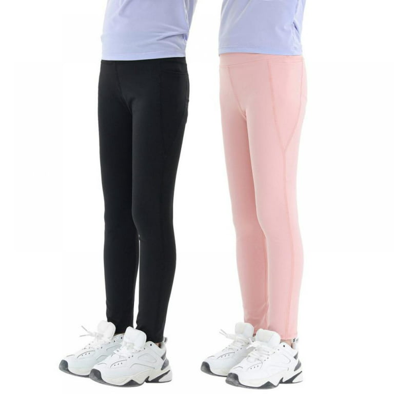 GYRATEDREAM 2 Pack Girls' Athletic Dance Leggings Kids Compression Pants  Running Active Yoga Tights with Side Pocket 4-13 Years 