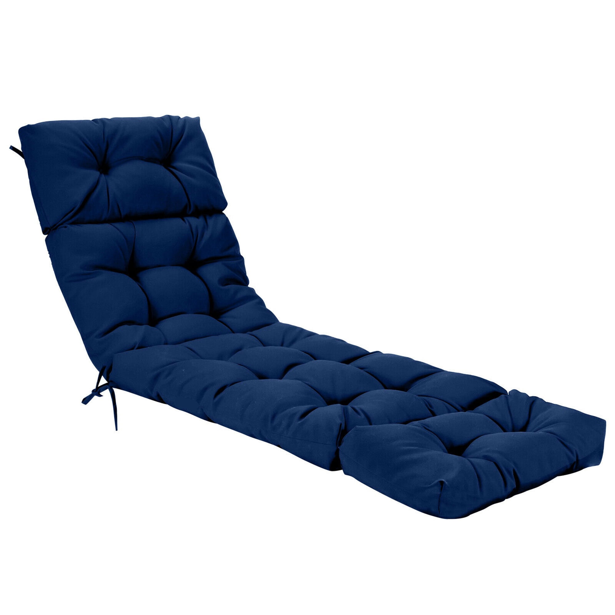 Gymax 73-inch Thickened Recliner Cushion Chaise Lounge Cushion w/ 4 String Ties Navy
