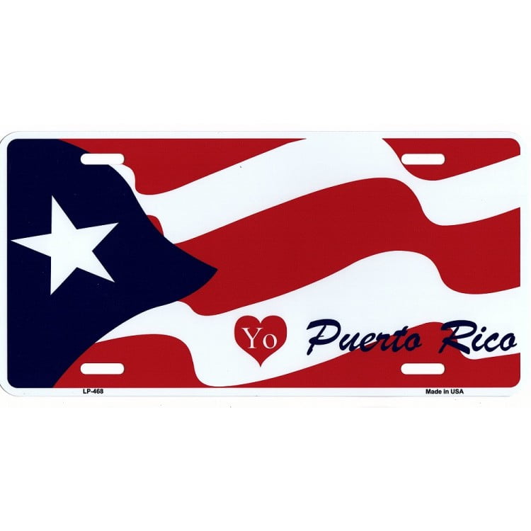 /"PUERTO RICO/" FLAG METAL LICENSE PLATE