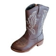 thumbnail image 3 of Dakaela Kids Cowgirl Boots Girls Boys Sparkle Western Cowboy Mid Calf Booties Princess Riding Shoes Brown, 3 of 4