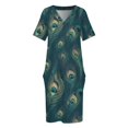 thumbnail image 3 of Exuberant peacock vestido holgado con bolsillo para mujer vestido de dama de honor para mujer embarazada vestidos de novia para mujer, 3 of 6