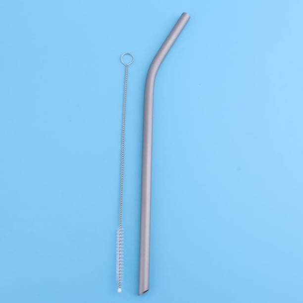 Titanium Straw with Cleaning Brush, Reusable Metal Drinking Straw for Camping Hiking Picnic BBQ Fishing Office Home, Multi-use Bisel doblado de 7 mm Baoblaze Paja de titanio