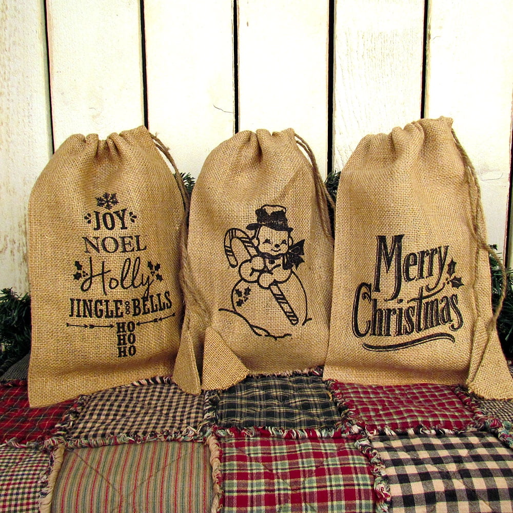 Burlap christmas gift bags new arrivals