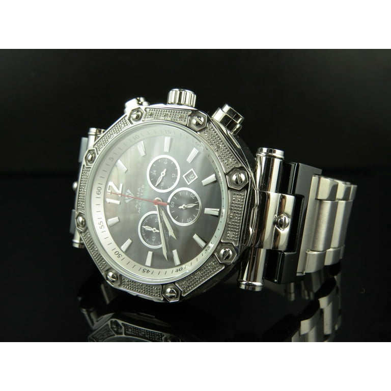 Mens Aqua Master Black MOP Dial Diamond Watch W#147-89-15 0.24 Ct 