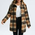 thumbnail image 2 of Aayomet Long Coats For Women Women's Casual Flannel Plaid Wool Blend Plaid Hooded Coat Loose Long Sleeve Midi Jacket Outerwear with Belt,Khaki L, 2 of 5