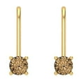 thumbnail image 3 of 0.2 Ct Round Cut Drop Dangle Champagne Crystal 14K Yellow Solid Gold Everyday Dainty Earrings Lever Back, 3 of 7