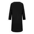 thumbnail image 5 of SMihono Clearance Solid Color Long Dresses for Women Fashion Casual Crew Neck Long Sleeve Cotton Linen Mid Calf Dresses for Women Pocket Female Outwear Black XL, 5 of 8