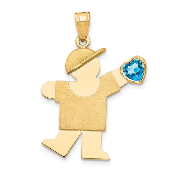 FB Jewels 14K Yellow Gold Boy with CZ December Birthstone Charm