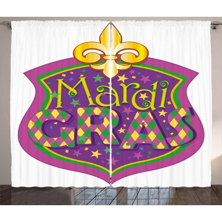 Mardi Gras Curtains 2 Panels Set Blazon Design Festive Mardi Gras