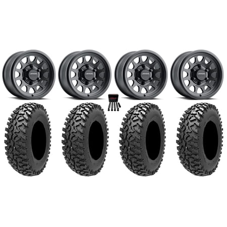 Method 414 15 Wheels Black 32 Rampage Fury Tires Can-Am Maverick R