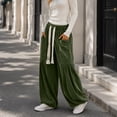 thumbnail image 5 of Women's Boho Corduroy Balloon Harem Pants Corduroy Pants Women Slouchy Straight Leg Trousers with Pockets Casual Wear Fall Fashion Drawstring Pants Army Green XL, 5 of 6