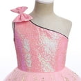 thumbnail image 4 of IBTOM CASTLE Kids Girls Bowknot Sequin Tulle Party Dress One-Shoulder Wedding Bridesmaid Flower Girl Dresses Pageant Formal Prom Ball Gown 8-9 Years Pink, 4 of 8