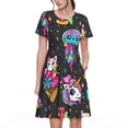 thumbnail image 1 of Easygdp Cat Icecream para Vestido Transpirable de Mujer, Vestido Suelto de Manga Corta con Pliegues y Bolsillos para el Verano, 1 of 6