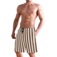 thumbnail image 2 of Dailycode Men's Quick Dry Swim Trunks Beach Shorts Casual Summer Board Shorts with Pockets, Brown and White Striped, 2 of 8