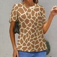 thumbnail image 6 of Giraffe Print Pattern Women's Short Sleeve Tops Casual Blouses T Shirt, 6 of 6