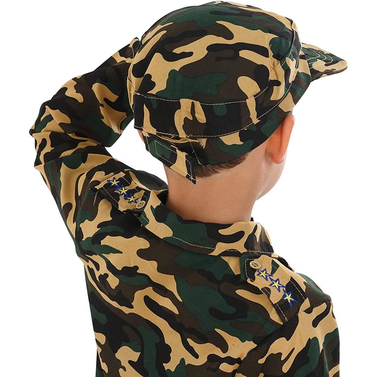 Kids Camo Trooper Costume - Army Tactical Vest & Helmet Set With Accessories For Child